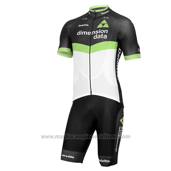 2017 Abbigliamento Ciclismo Dimension Data Verde e Nero Manica Corta e Salopette